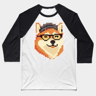 Shiba Inu Pixel Art Dog Lover Retro Baseball T-Shirt